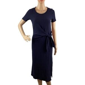 Talbots Tie-Front Midi Dress Size XS - Navy Blue